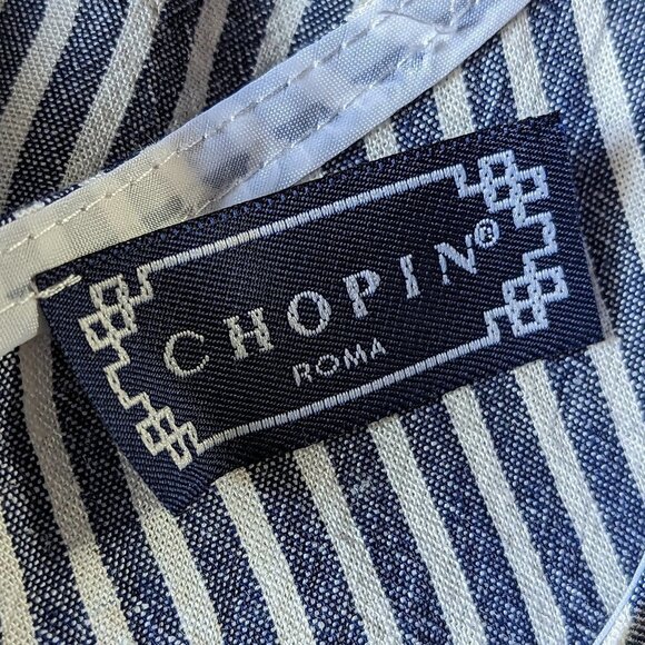 Chopin Roma blue white striped sleeveless top with buttoned keyhole back - Picture 7 of 9
